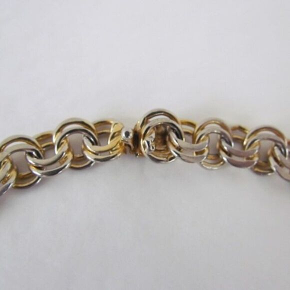 Vintage Hobé Gold & Silver Tone Double Prime Link Necklace 16" - Picture 3 of 10